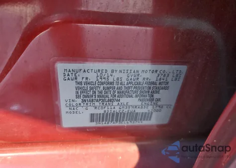 2014 Nissan Sentra S from USA, damaged, VIN 3N1AB7AP3EL693744